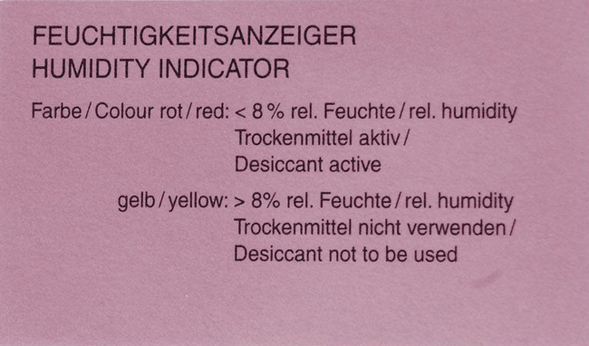 Bild von Feuchte-Messkarten 8% rF nach DIN (kobaltchloridfrei)